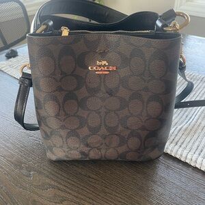 Coach Black and Brown Signature Shoulder Bag